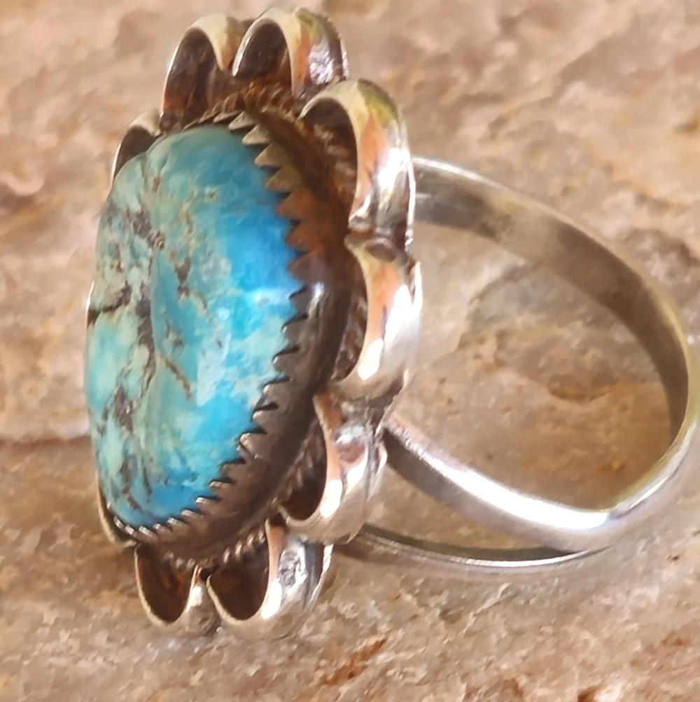 Sterling Silver Vintage TURQUOISE ring - Picture 14 of 17